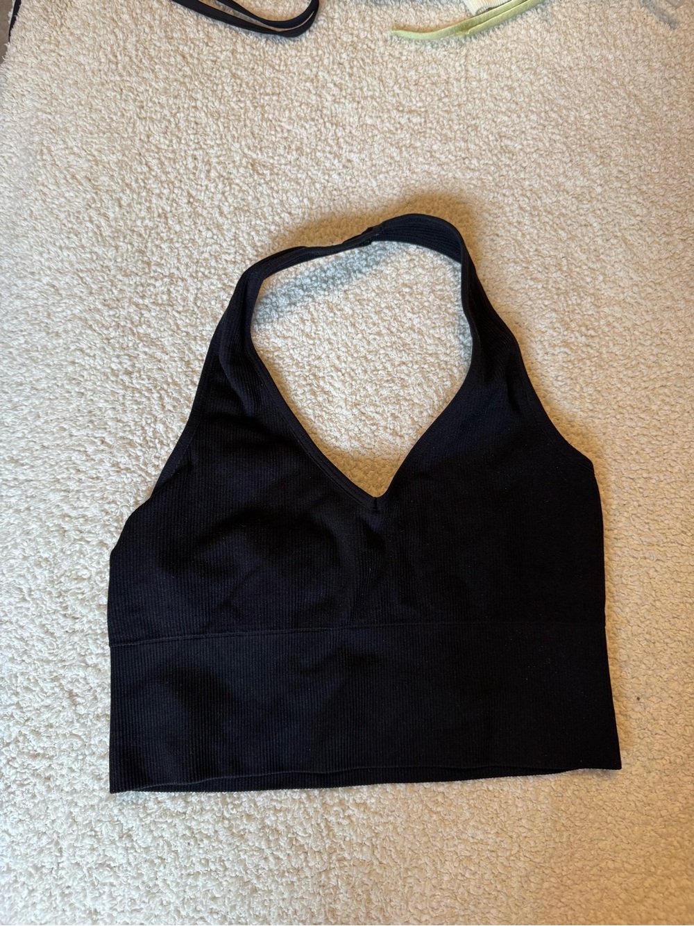 H&M Black Ribbed Sport Halter Crop Top